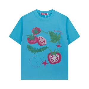 Childish adult retro fun tomato printed short-sleeved T-shirt for men and women summer new casual loose design top