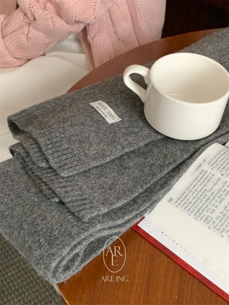 2024 Autumn/Winter Korean Style Warm Wool Knitted Scarf - Trendy Ins Fashion Accessory for Cold Weather