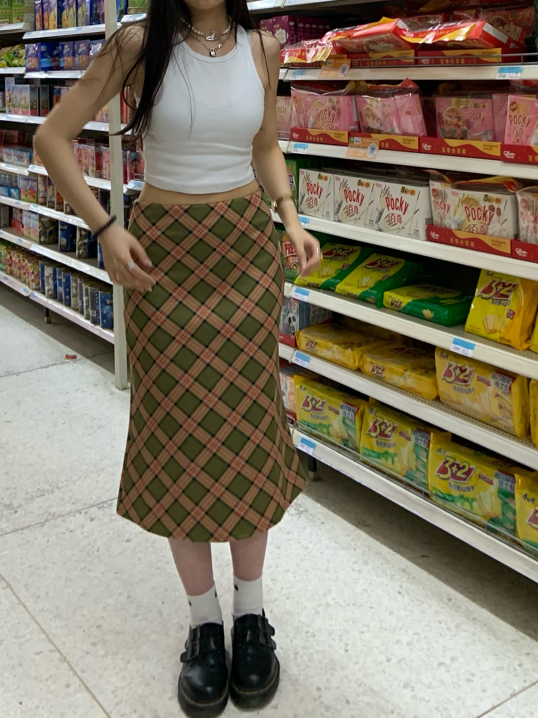 2024 Summer Slim-Fit Checkered Bodycon Mermaid Midi Skirt - American Retro Plaid for Women