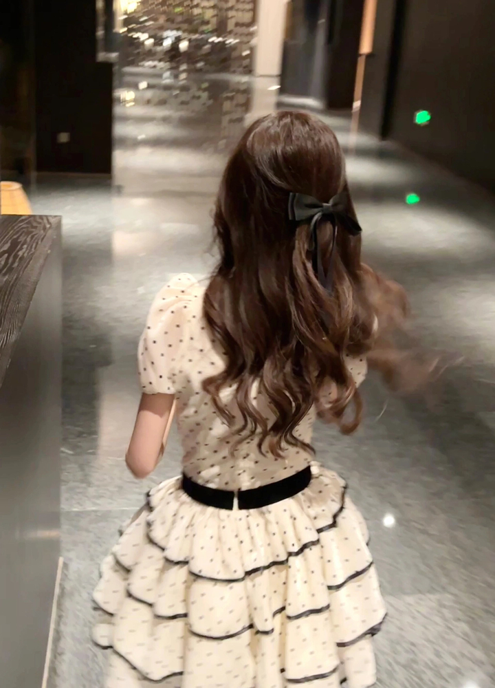 2024 Summer Women's Polka Dot Puff Skirt - Sweet Multi-Layered Cake Dress, Waist-Cinching, Slimming, Cute Style