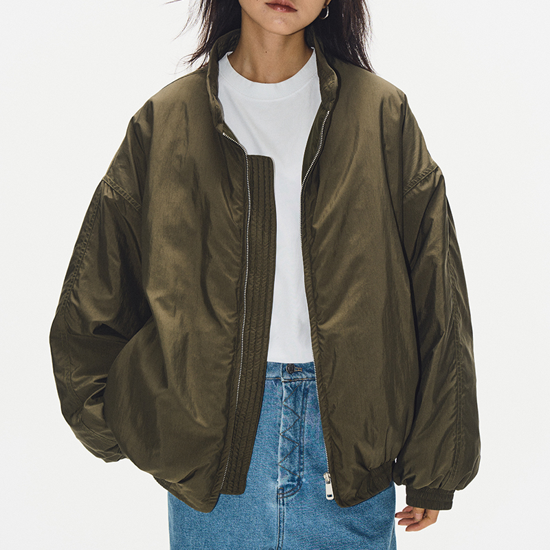 2024 Women's Oversized Military Green Pilot Down Jacket – Trendy American-Style Puffer Coat