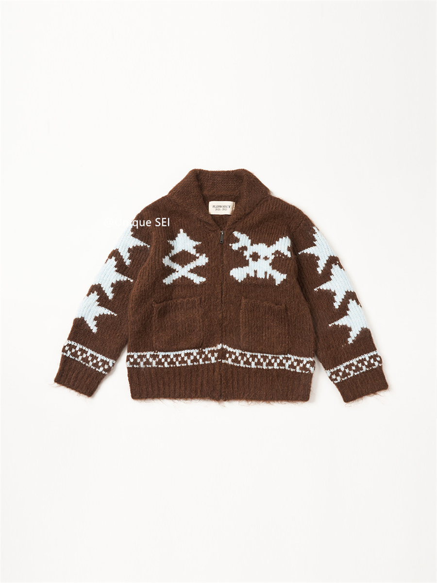 80s Retro Jacquard Pattern Casual Knit Cardigan Sweater for Autumn and Winter - Versatile Street Style Outerwear