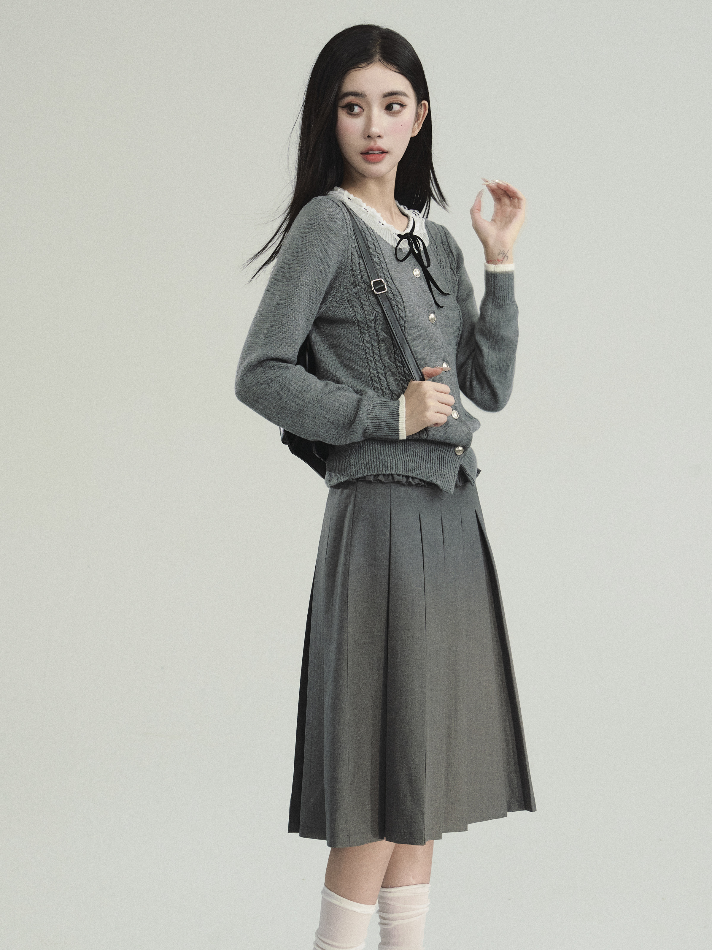 Academic Hall College Style Lace Collar Knitted Cardigan - Sweet, Vintage-Inspired Top Coat for Y2K Fashion Lovers