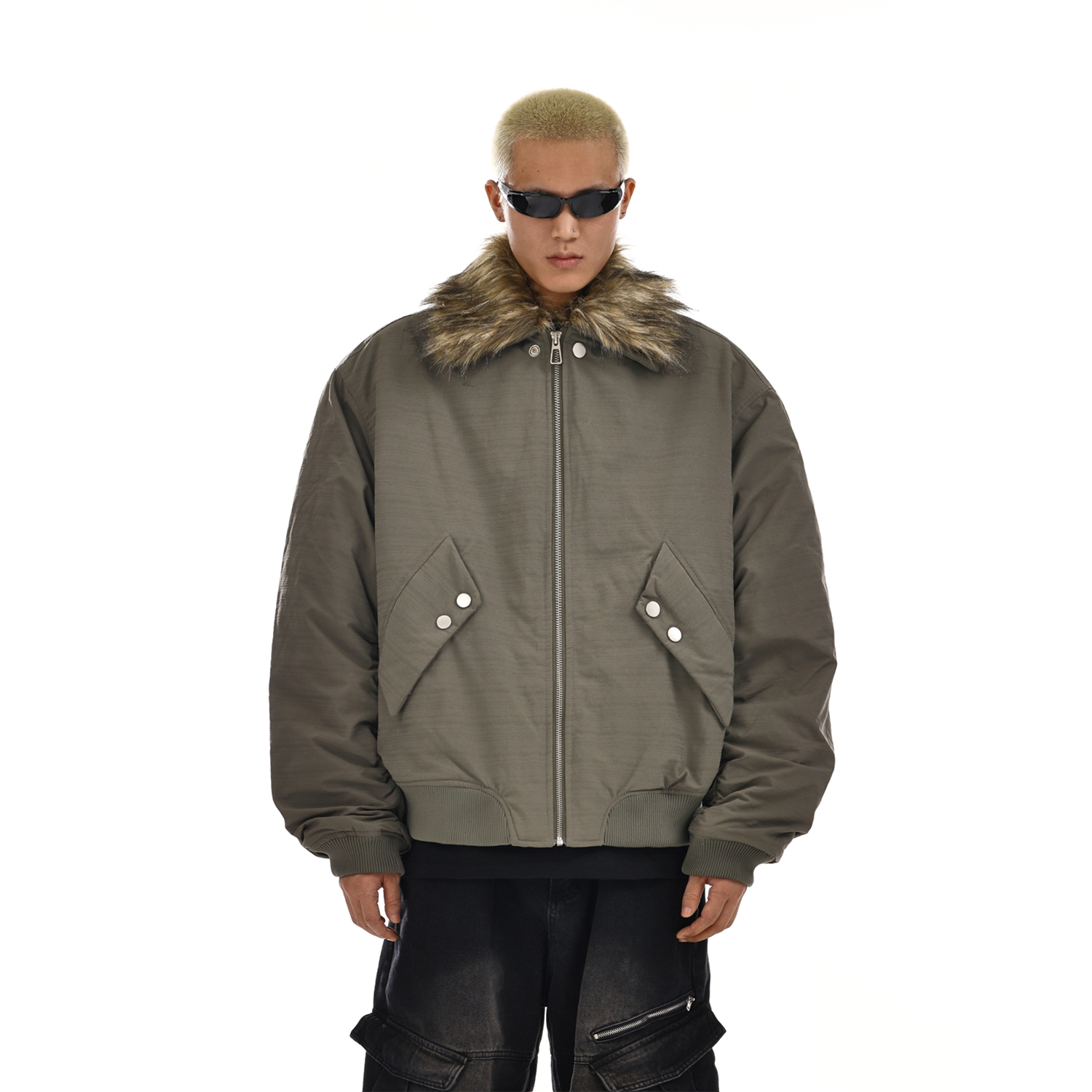 American Retro Fur-Collared Parka Jacket for Men and Women, Casual Winter Flight Puffer Coat, Unisex Warm Outerwear
