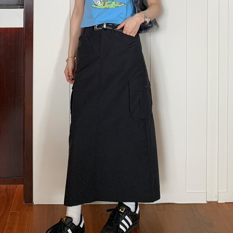 American Retro H-Shaped Pocket Work Skirt - Versatile Mid-Length Skirt for Summer 2023 - Y2K Style