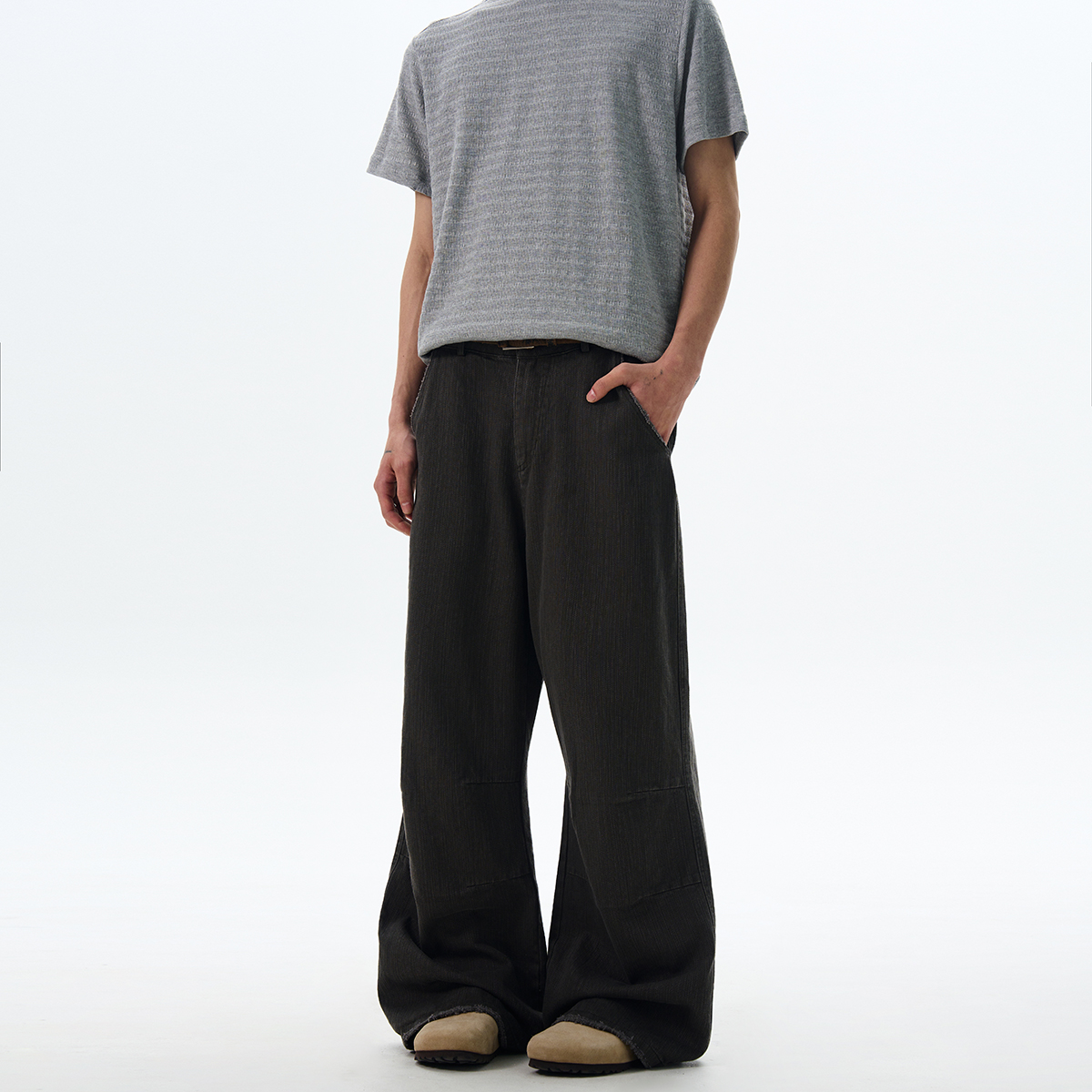 American Retro Vintage Distressed Work Pants for Men and Women - Clean Fit Straight Leg Micro-Flare Slimming Style