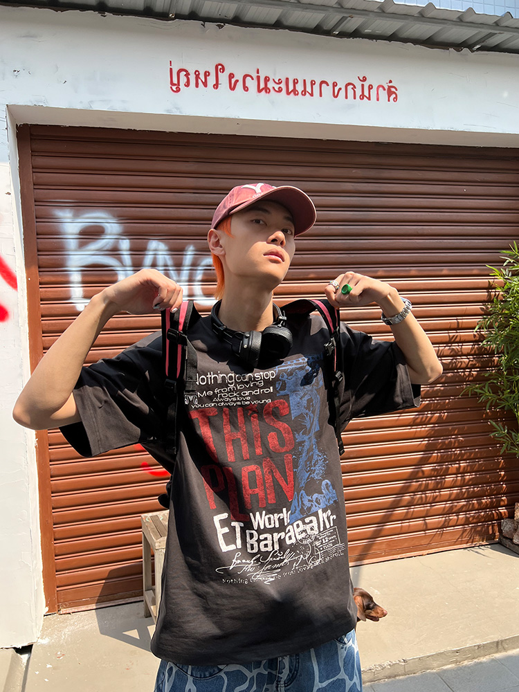 American Vintage Washed Letter Print Short Sleeve T-Shirt for Men and Women, Casual Summer Top, Y2K Style, Loose Fit