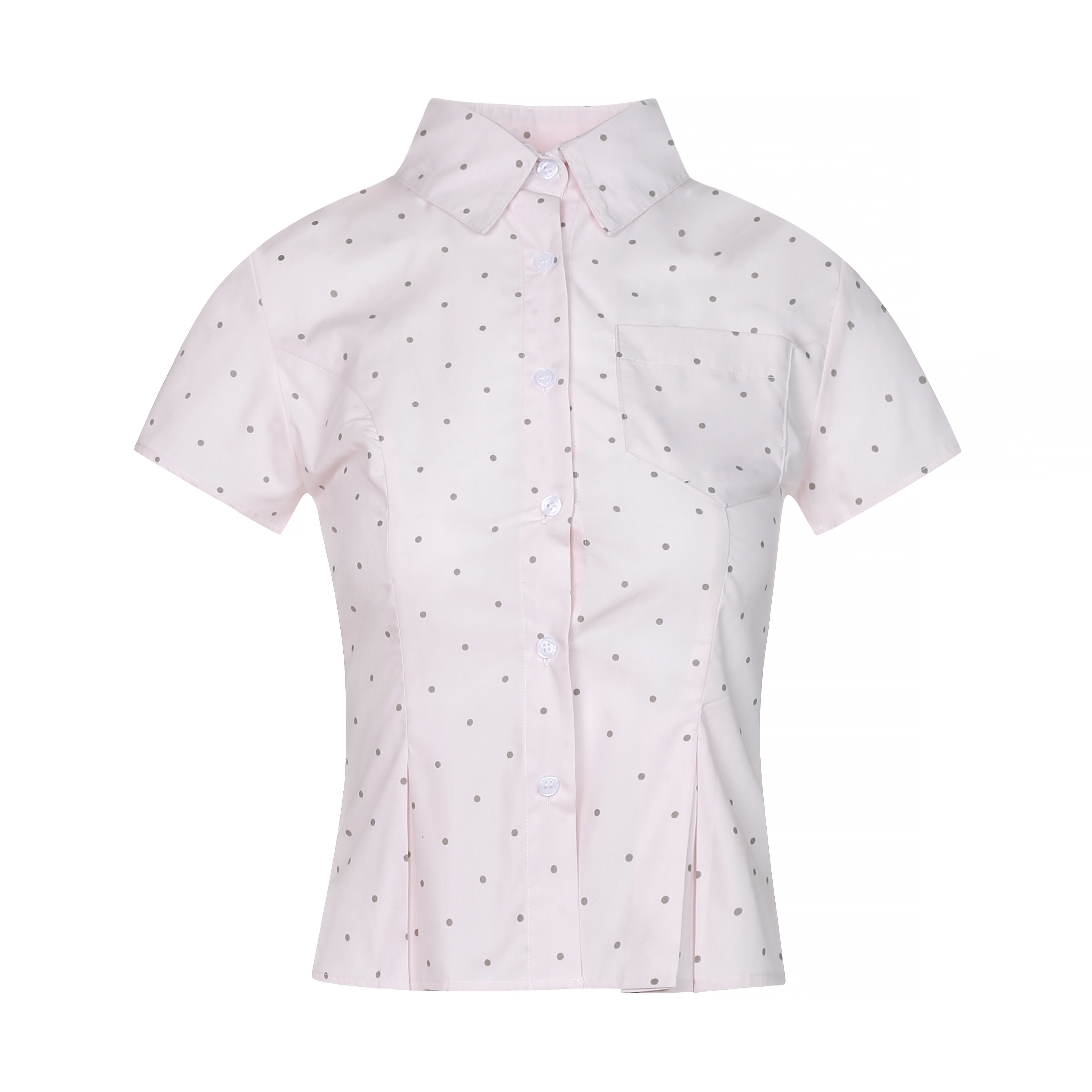 American Vintage Women's Slim Fit Polka Dot Shirt with Lapel, Regular Shoulder, Retro Style, Perfect for Casual or Y2K Outfits