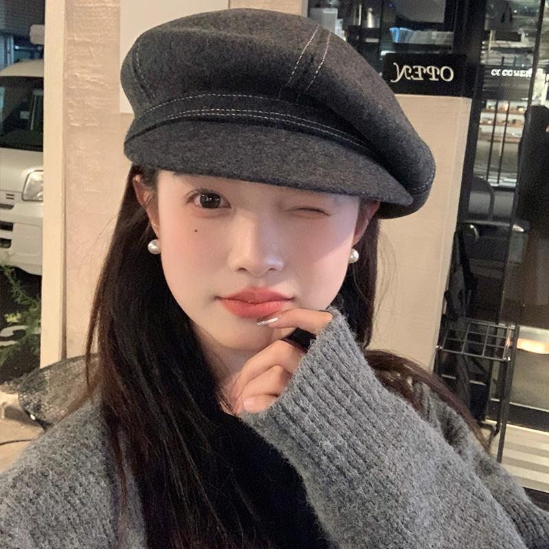 Australian Wool Beret for Women - 2024 Autumn Winter Style, Painter's Hat Brim, Flattering Face Shape, Versatile Fashion Accessory