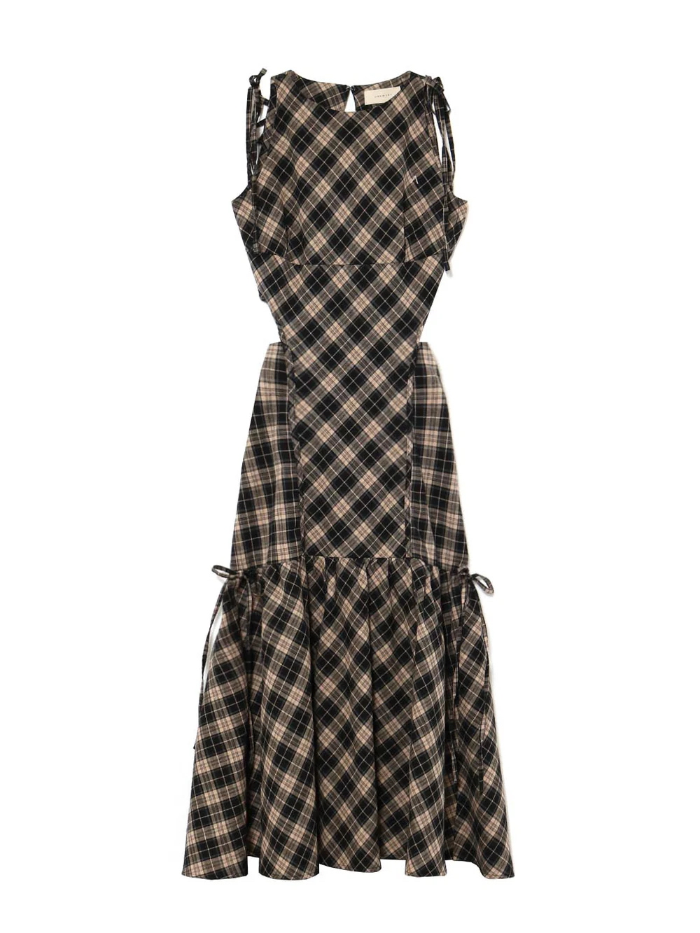 Backless Waist-Cinching Sleeveless Plaid Slip Dress with Mermaid Skirt - Japanese Niche Design, Sweet Aesthetic