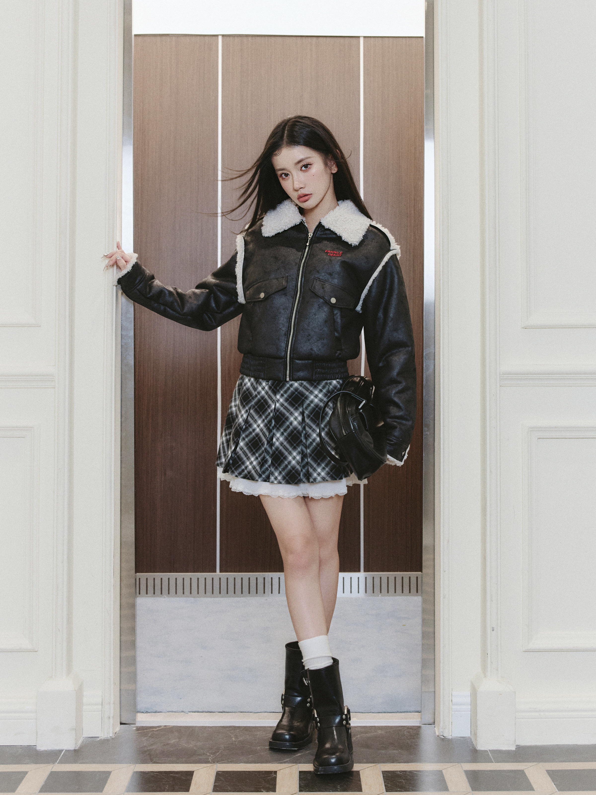 Black Leather Jacket with Fur Trim - Sweet Cool Style for Spring/Summer - Trendy 90s Inspired Outerwear