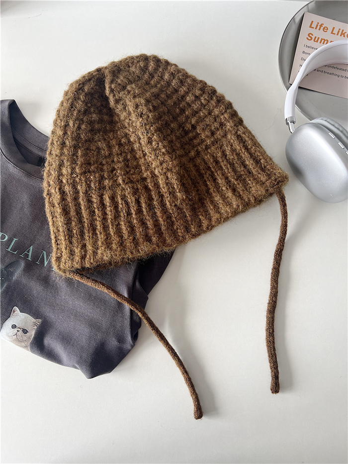 Braided Yarn Fisherman Hat for Women - Warm Knitted Autumn Winter Ear Protection - Trendy Korean Style