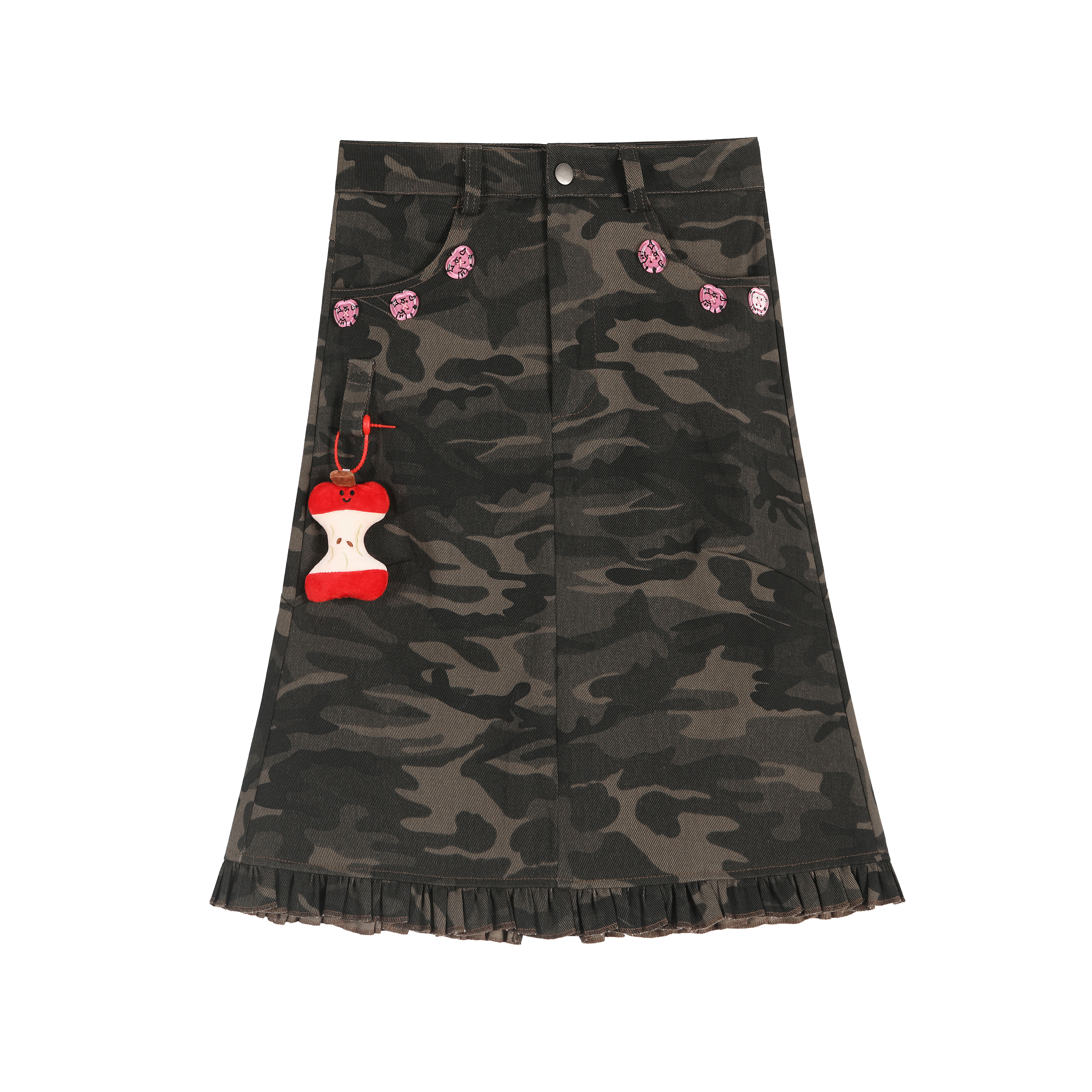 Camouflage Print Pleated Slit Mermaid Skirt - Spicy Summer American Retro Slim A-Line Style for Hot Girl Vibes