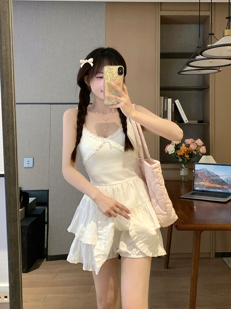 Chic French Style Spaghetti Strap Mini Dress - Sweet Summer Slimming Cake Dress for First Love Vibes