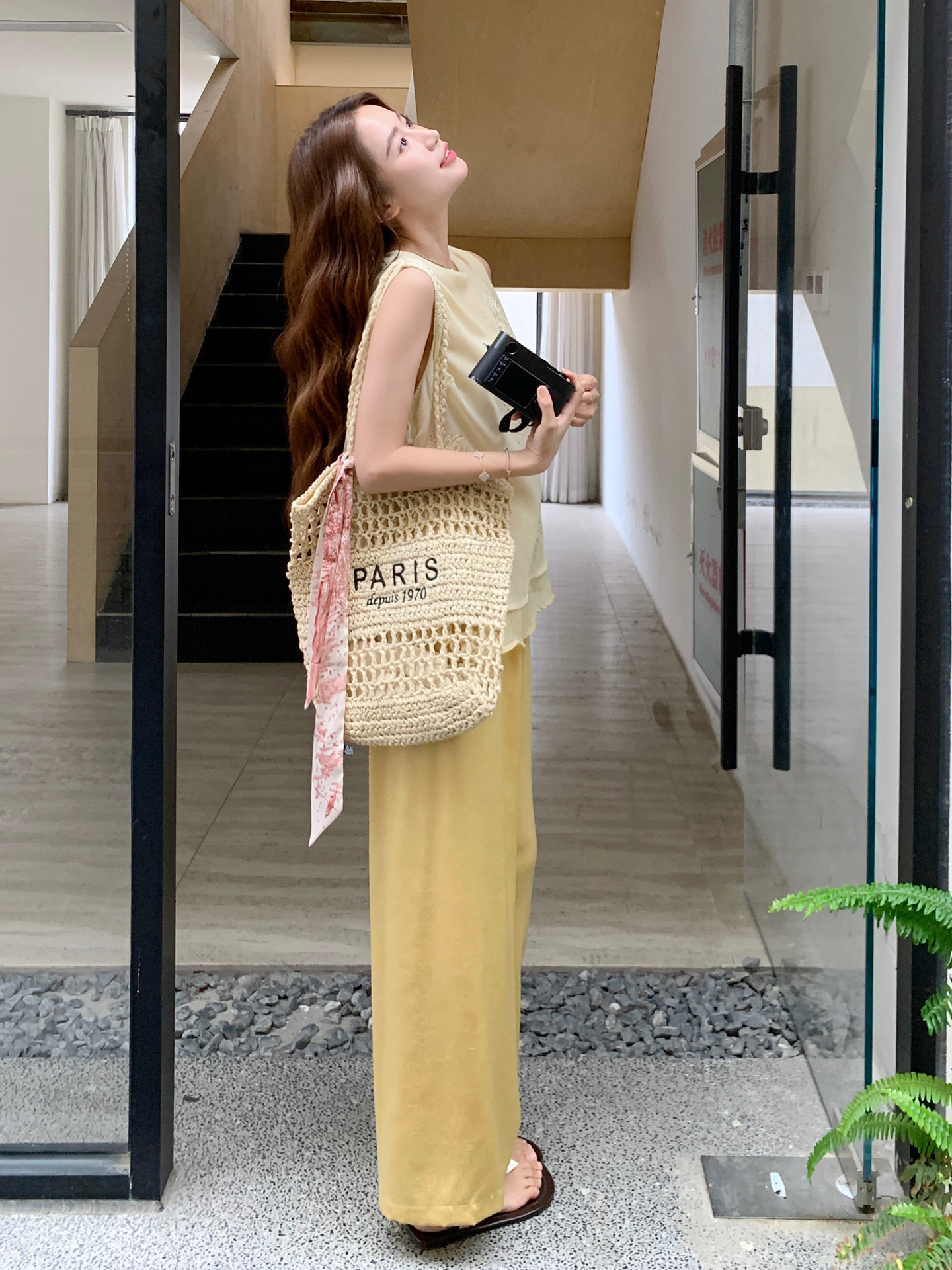 Chinese-Style Printed Vest and Wide-Leg Pants Set for Women - 2025 Summer Gentle Look for Petite Figures - Chic Two-Piece Outfit