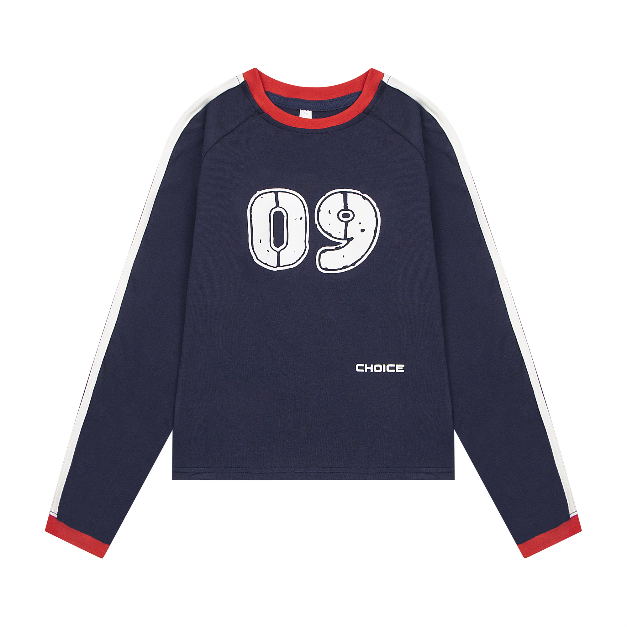 Color-Blocked Striped Short Crop Long Sleeve T-Shirt for Women - Retro American Style Sporty Streetwear Top for Early Autumn