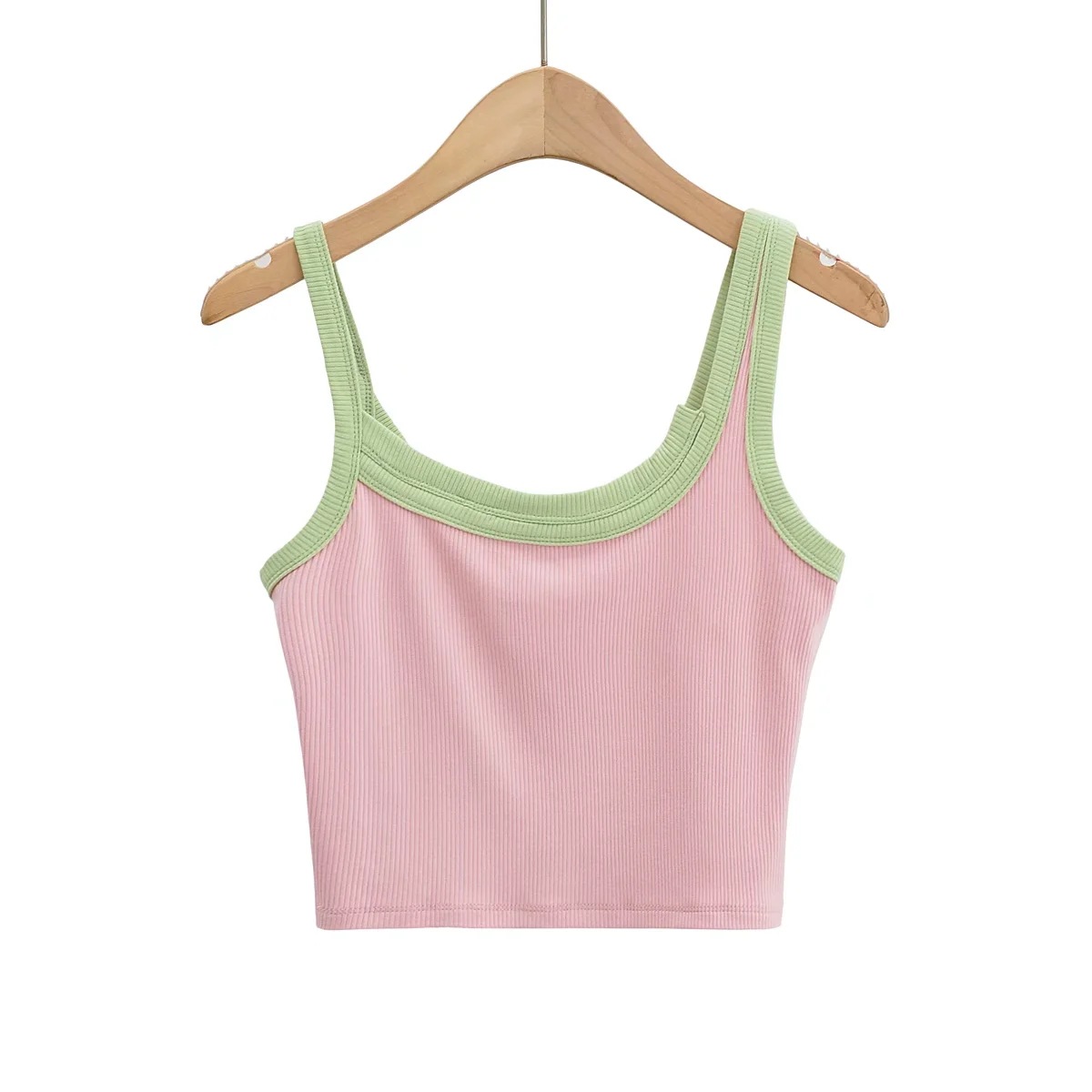 Color-Blocking Jazz Dance Crop Top - Versatile High-Waisted Camisole in European and American Style