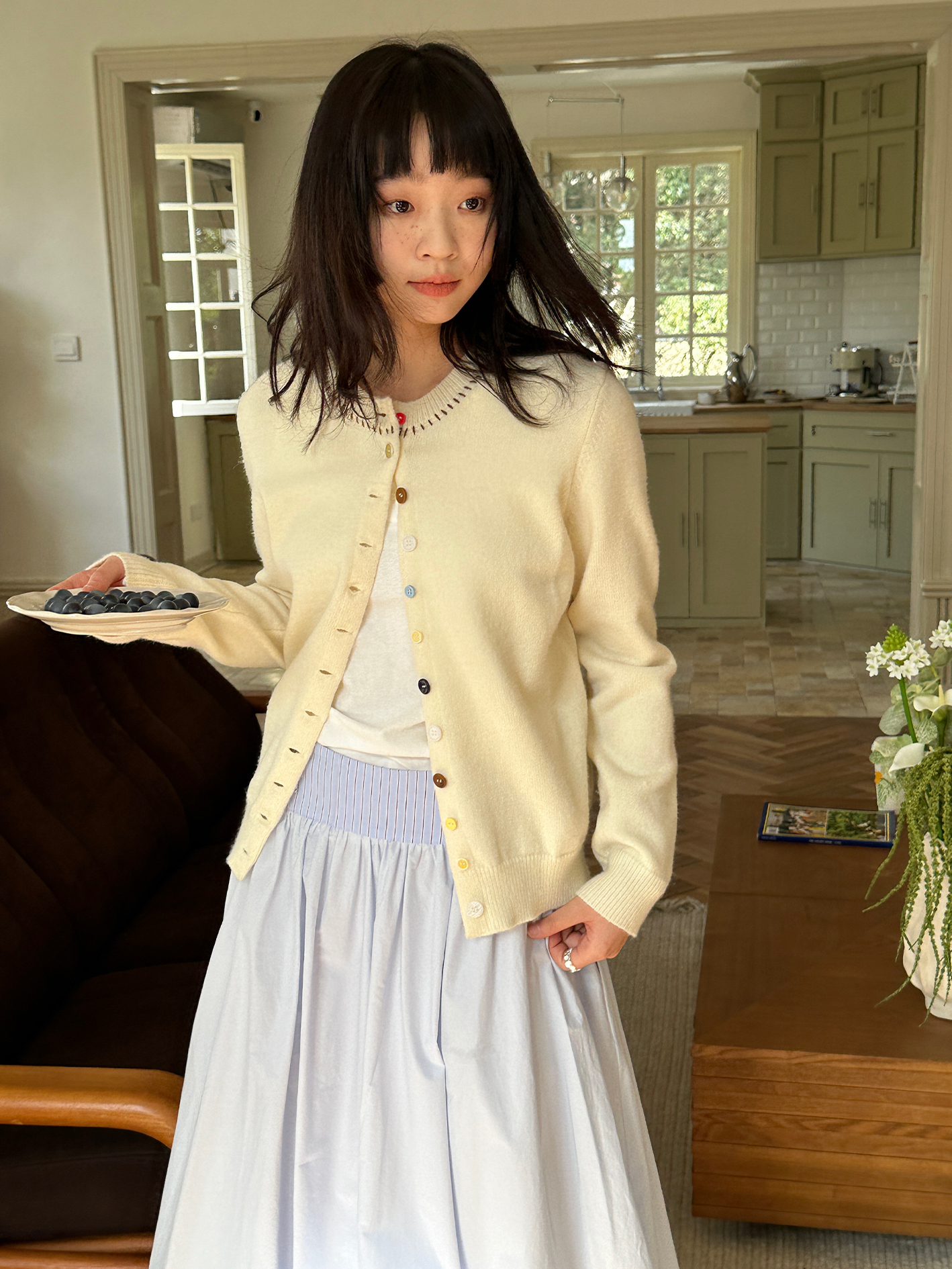 Colorful Button Round Neck Sweater Cardigan Coat - Soft Versatile Knit for Y2K Style and Casual Fashion