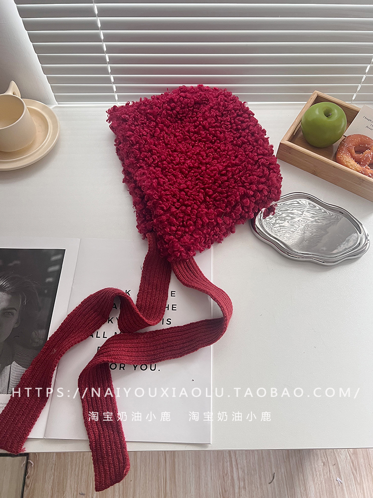 Cozy Winter Plush Balaclava Hat for Women - Festive Witch Hat with Warm Ear Protection