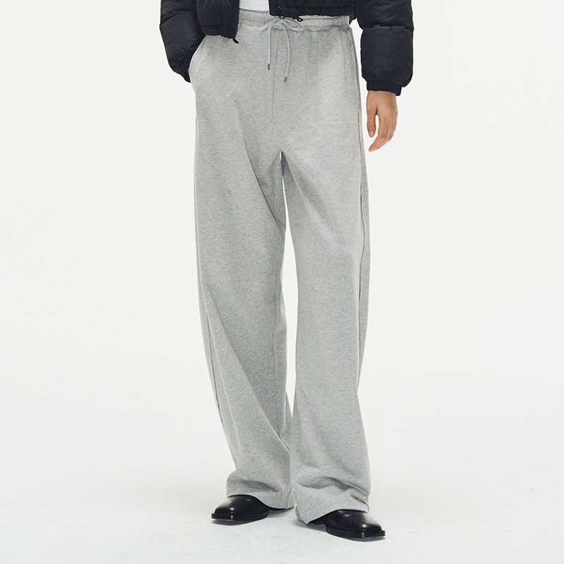 Curved Blade Banana Pants for Women - Fleece Slimming Casual Long Sweatpants in Gray - Autumn Winter Loose Fit Fashion Trousers