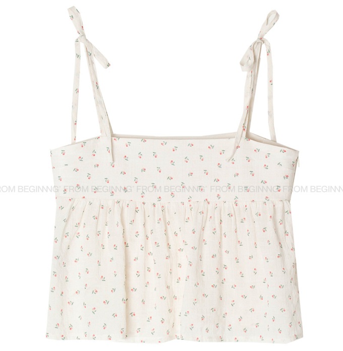 Cute Cherry Pattern Camisole with Strap Design - Fitted Corset Style, Korean Fashion Inspired, Perfect for Y2K and Casual Outfits