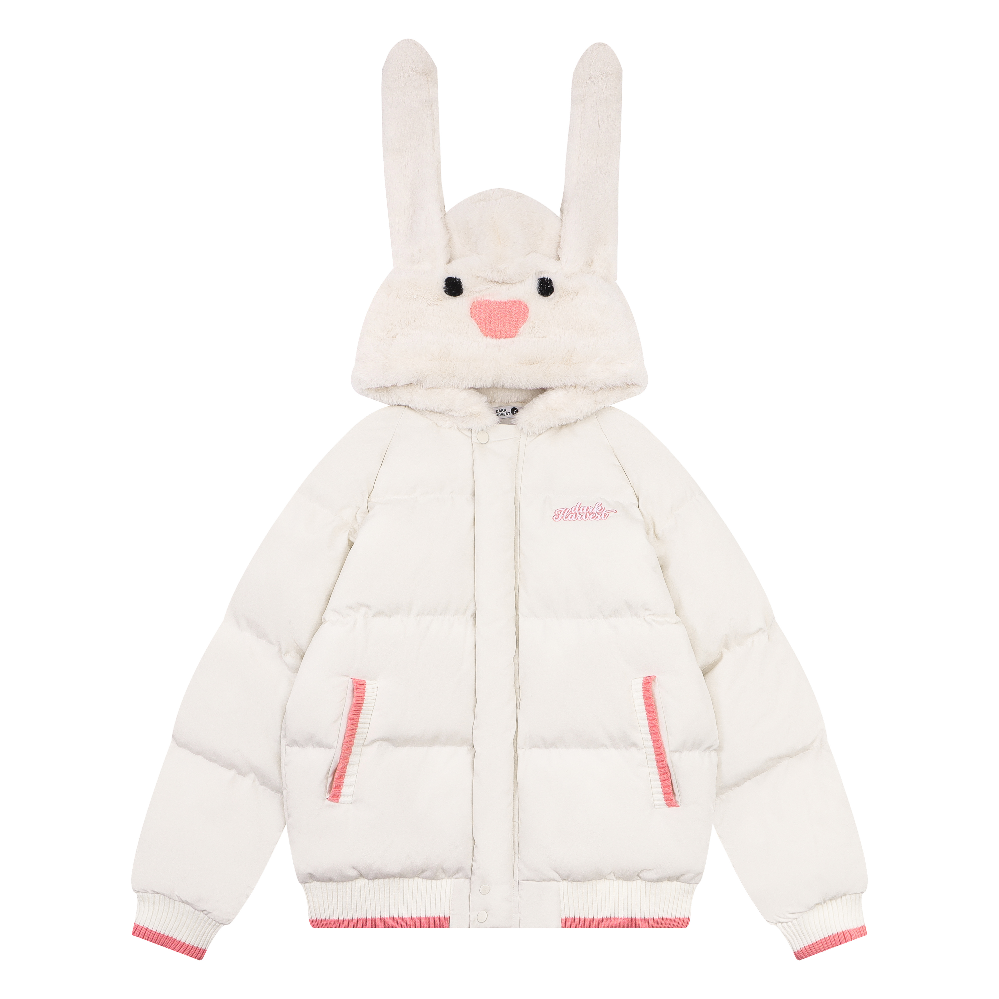 Cute Rabbit Bear Print Cotton Jacket for Couples - Quirky Loose Winter Coat, Warm and Fun Fashion for Y2K and Korean Style Lovers