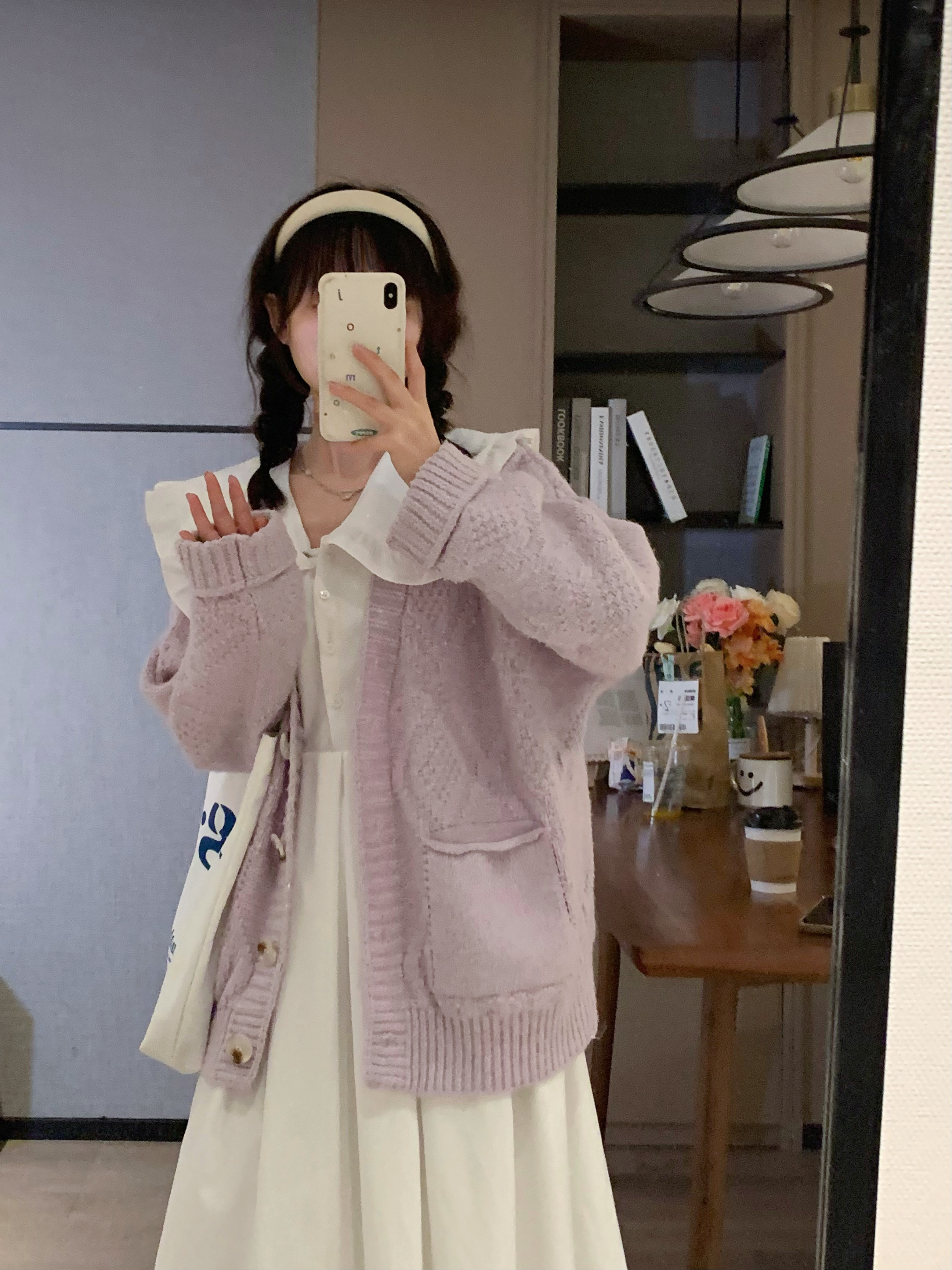 Early Spring Slimming Purple Knitted Cardigan Short Top Women's Sweater for Casual Chic Style