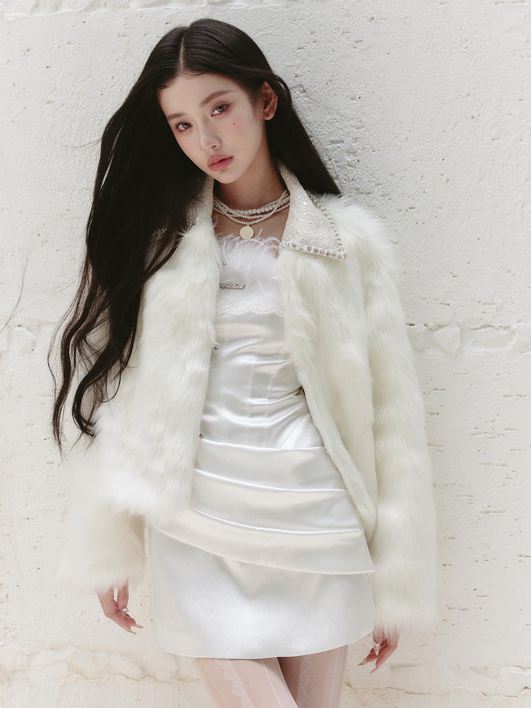 Eco-Friendly Faux Fur Plush Coat in Aristocratic First Snow Rabbit Style for Spring Summer - Chic 90s Inspired Fashion