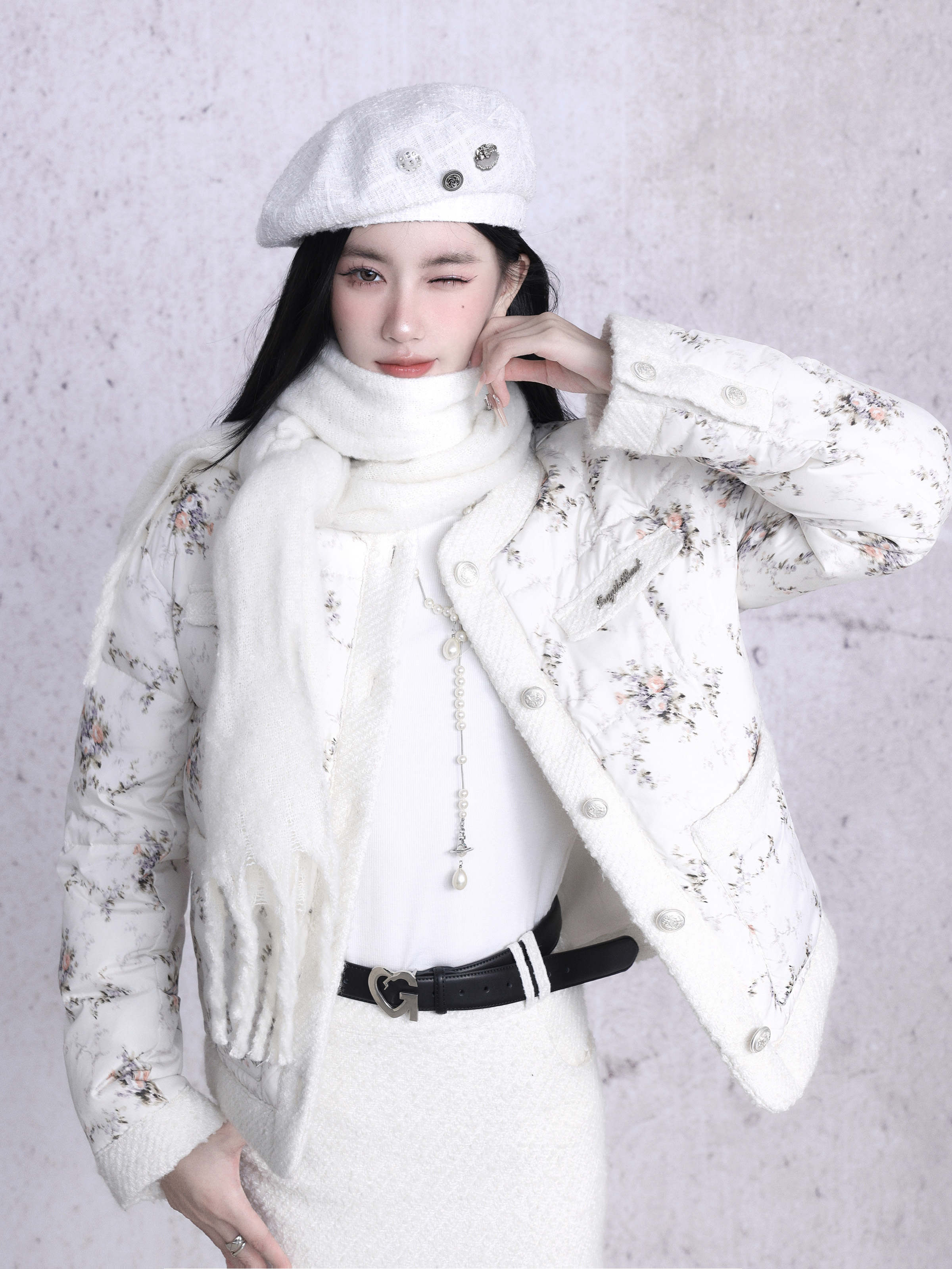 Elegant Sweet Warm Winter Jacket with Tweed Splicing - Chic 90s Inspired Outerwear for Cozy Winter Style
