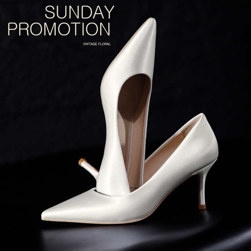 Exquisite Satin Finish Wedding Shoes, French-Style Bridal High Heels, Elegant Party Footwear, Perfect for Everyday Wear