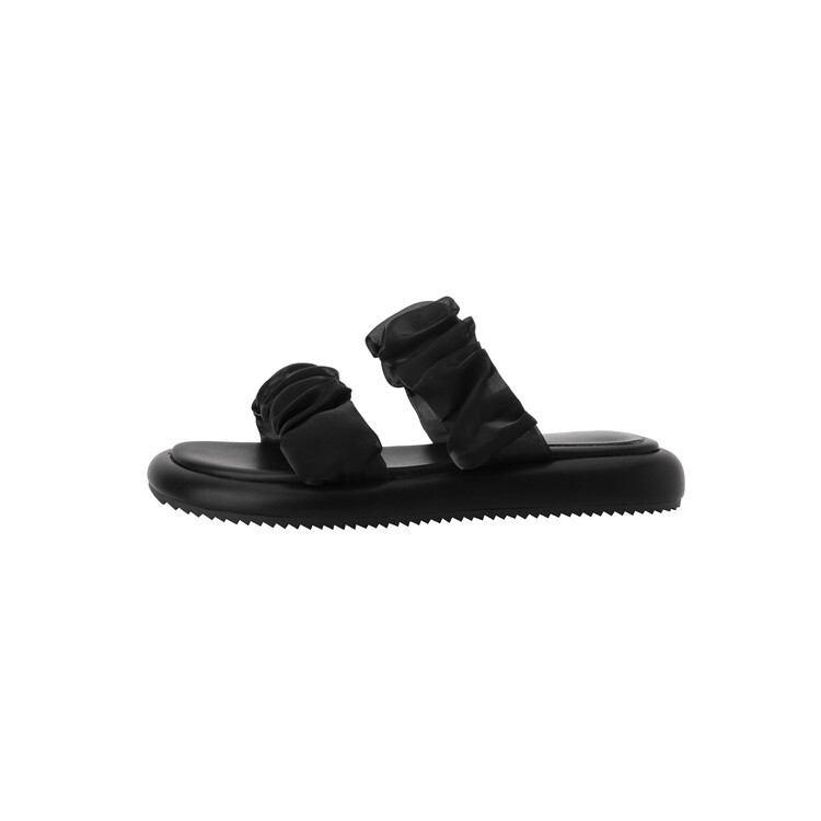 Fairy-Style Flat Sandals for Women - Silk One-Strap Genuine Leather Thick-Soled Slip-On Summer Slippers