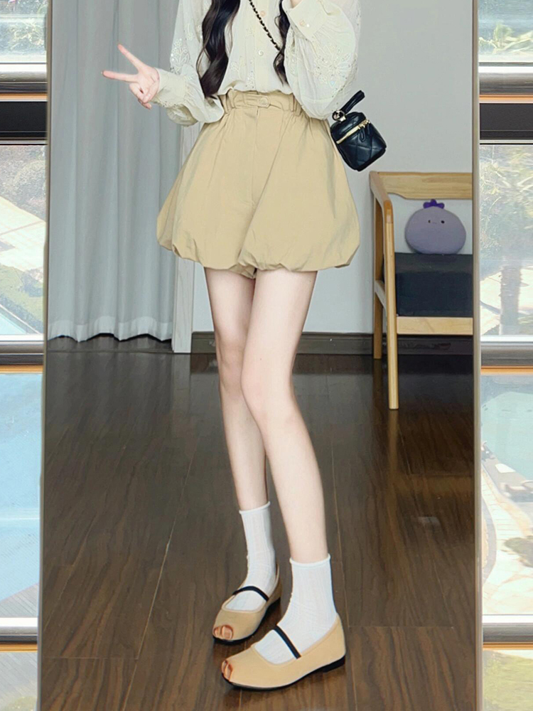Fluffy A-Line Shorts for Women, Plus Size High-Waisted Casual Skirt Pants, 2025 Summer Style, Versatile Fashion Essential