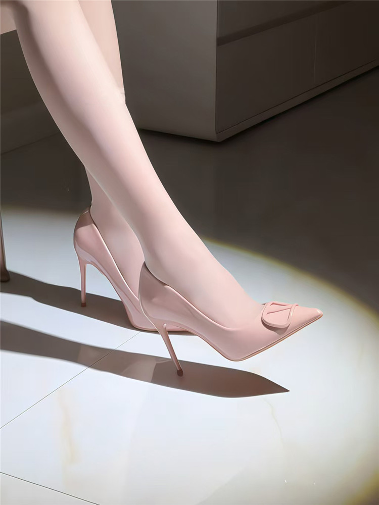 French Pointed Toe High Heels for Women - 2024 Spring/Summer Elegant Thin Heel Patent Leather Celebrity Style Shoes