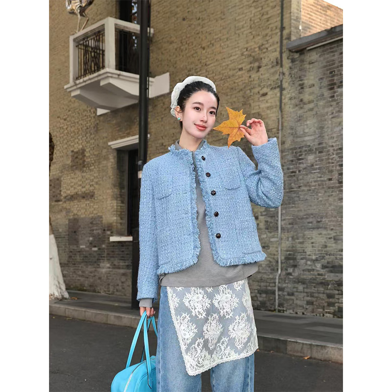 French Vintage Round Neck Cardigan for Women - Short Wool Coat with Small Fragrant Wind Temperament - Chic 90s Style Outerwear