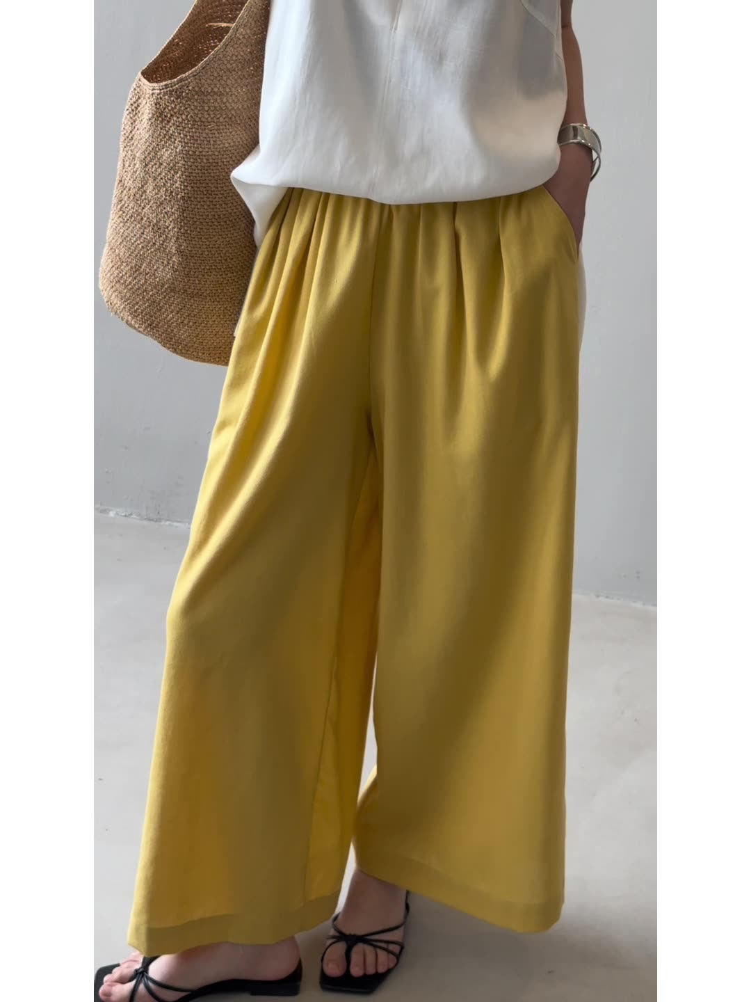 High-End Korean Style Wide-Leg Pants for Women - Casual High-Waisted Loose Fit Straight Pants for Summer 2025
