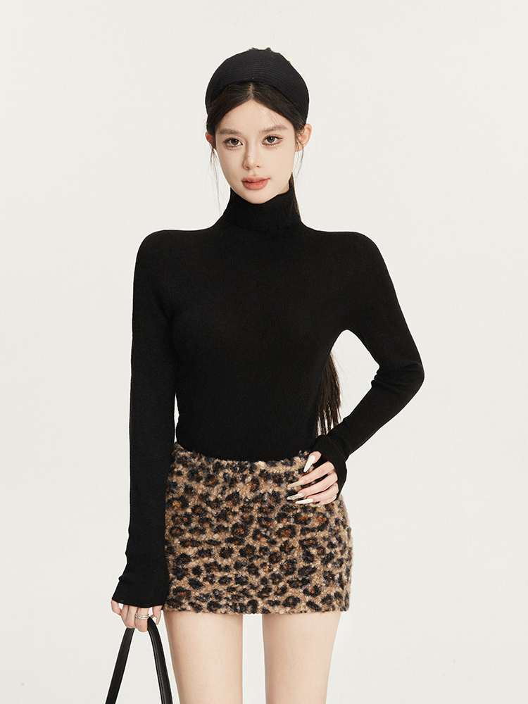 High Neck Basic Knitted Sweater for Women - Versatile Tight Elastic Base Layer Top for Winter 2024 Fashion