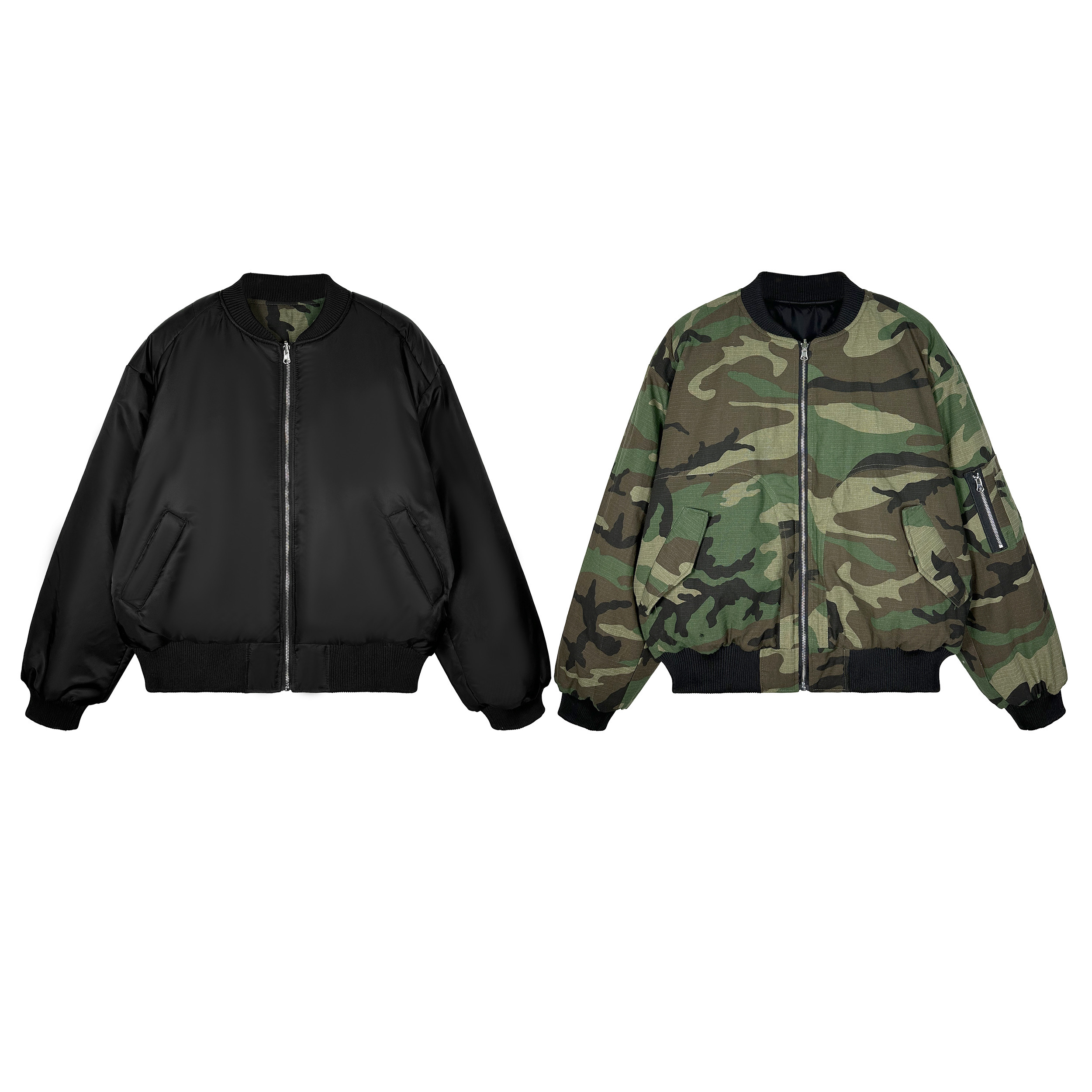 High Street Camouflage Reversible Cotton Jacket - American Retro Spicy Girl Winter Warm Coat in INS Style