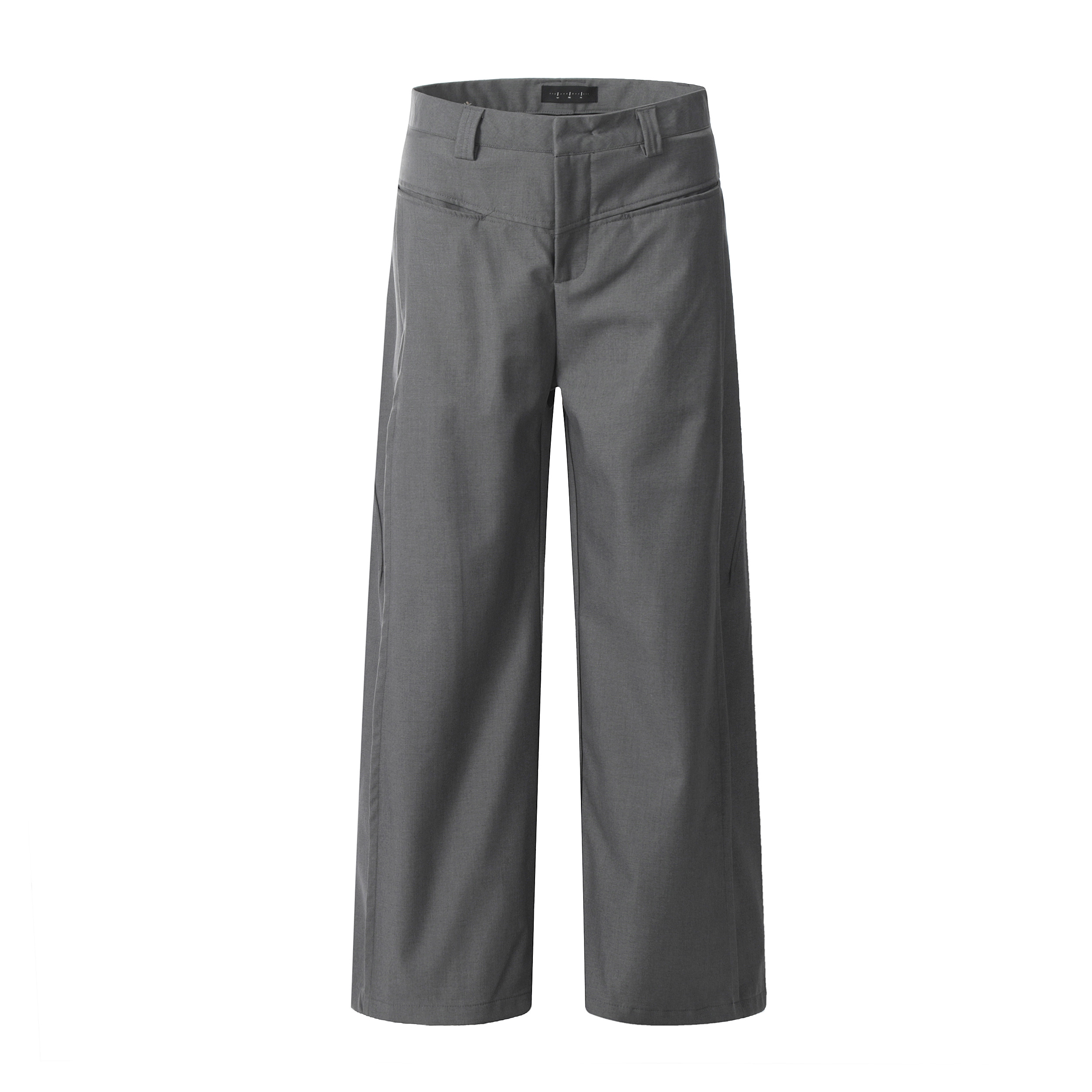 High Street Patchwork Pleated Wide-Leg Floor-Length Pants in Gray - Vintage Hot Girl Style, Trendy 90s Fashion