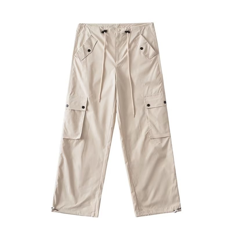 High-Waisted Khaki Work Pants for Women - American Retro Jazz Dance Style, Thin Elastic Casual Trousers