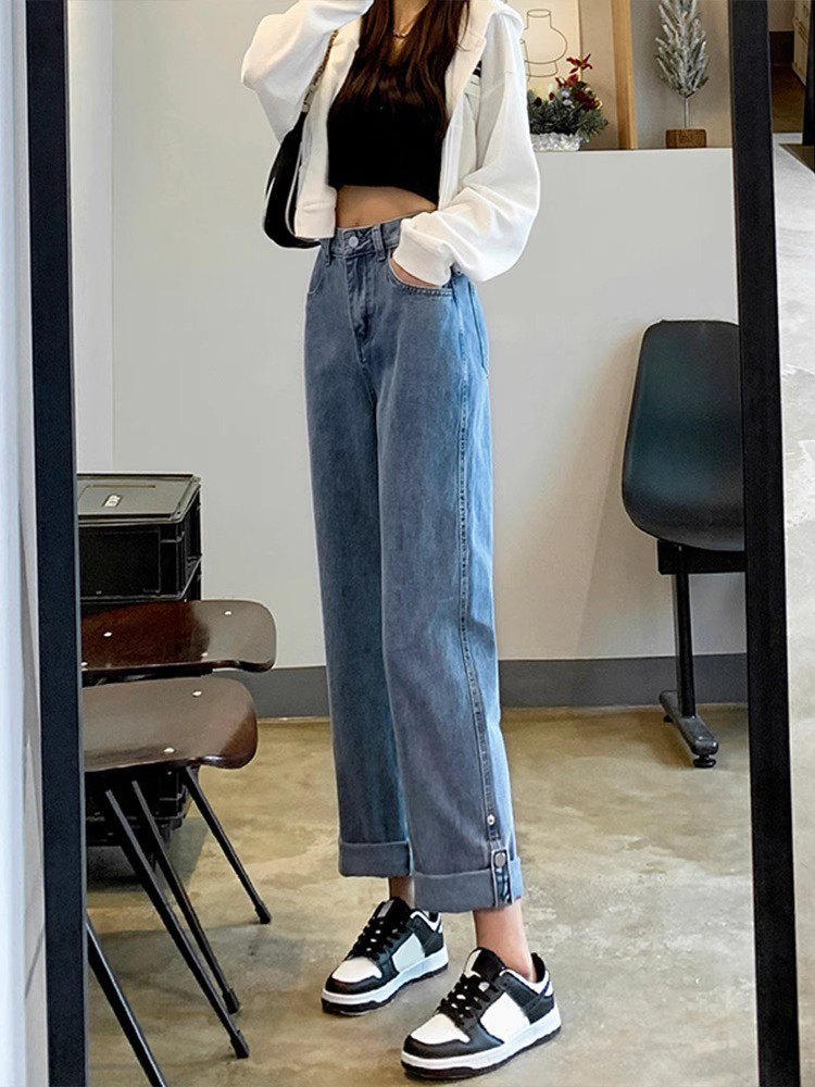 High-Waisted Loose Fit Jeans for Women - Flattering Straight-Leg Wide-Leg Pants for Summer 2025, Perfect for Petite Figures