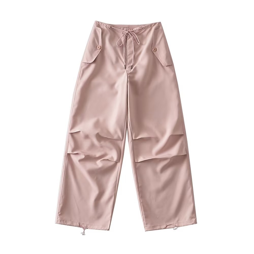 High-Waisted Pink Casual Work Pants for Summer - Thin Elastic Quick-Dry Jazz Dance Sports Trousers