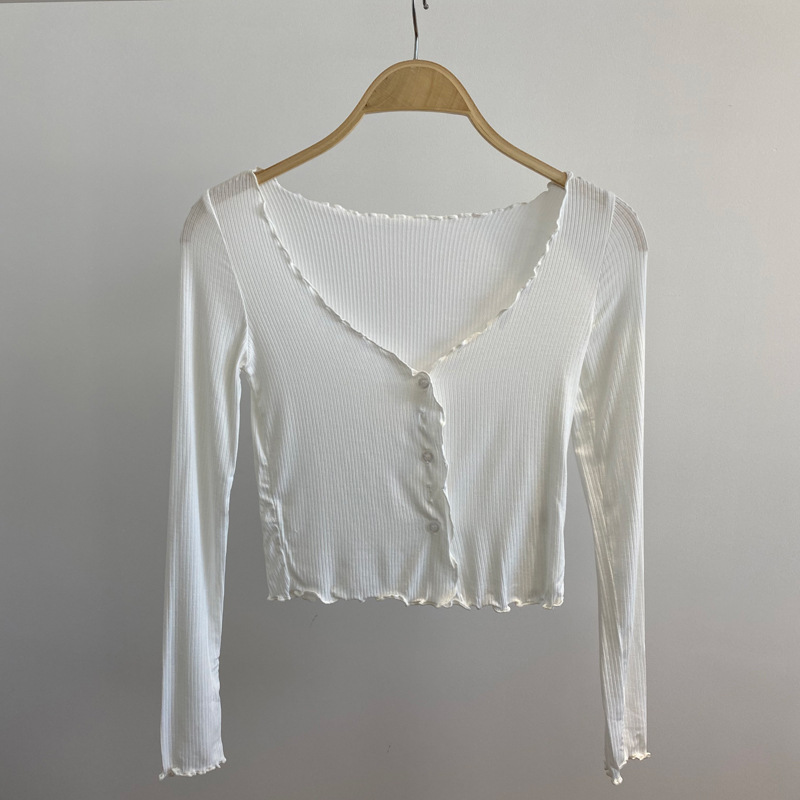 INS-Style White Jazz Dance Top for Women - Thin Waist-Length Cardigan Jacket