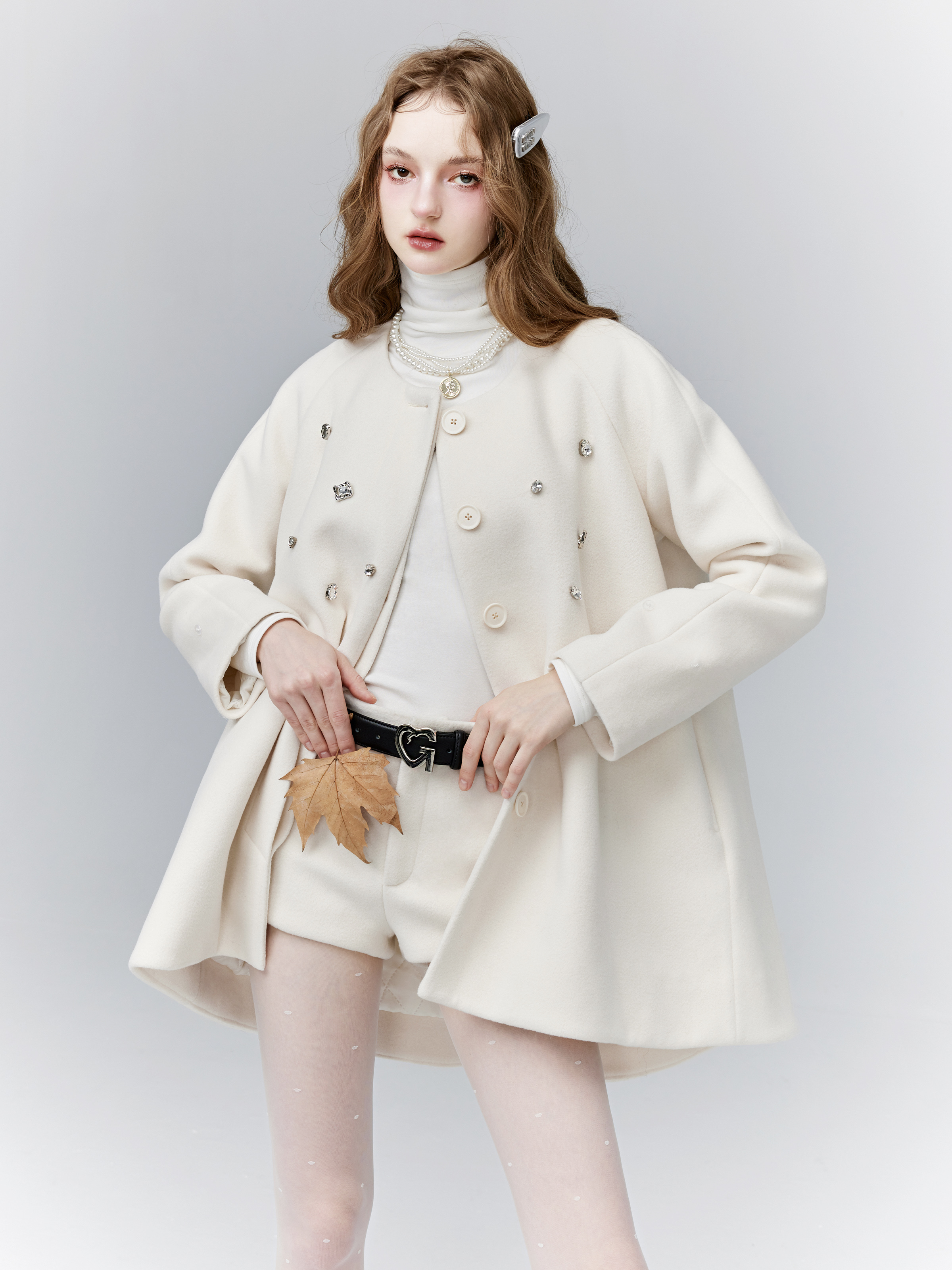 Jade Ice River Shattered Diamond Cloak - Woolen Coat for Spring Summer - Elegant Tycoon Heiress Style