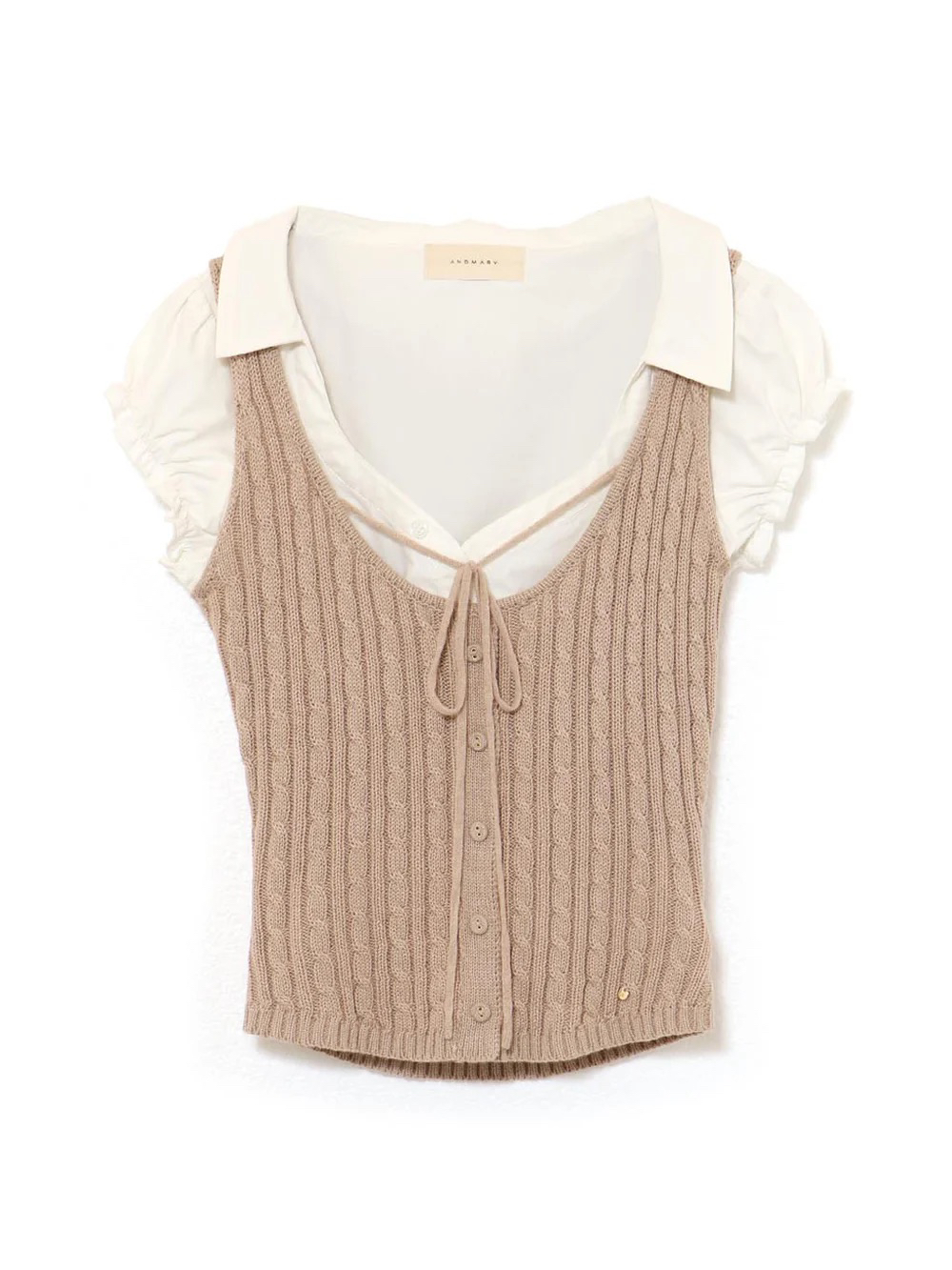 Japanese Sweet College Style Slim-Fit Short Sleeve Shirt & Knitted Vest Two-Piece Set for Summer Fashion