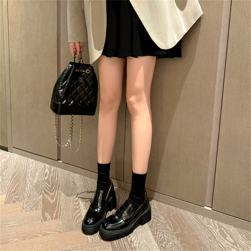 Korean College-Style Round-Toe Thick-Soled Loafers for Women - Casual Leather Flats for Spring 2023