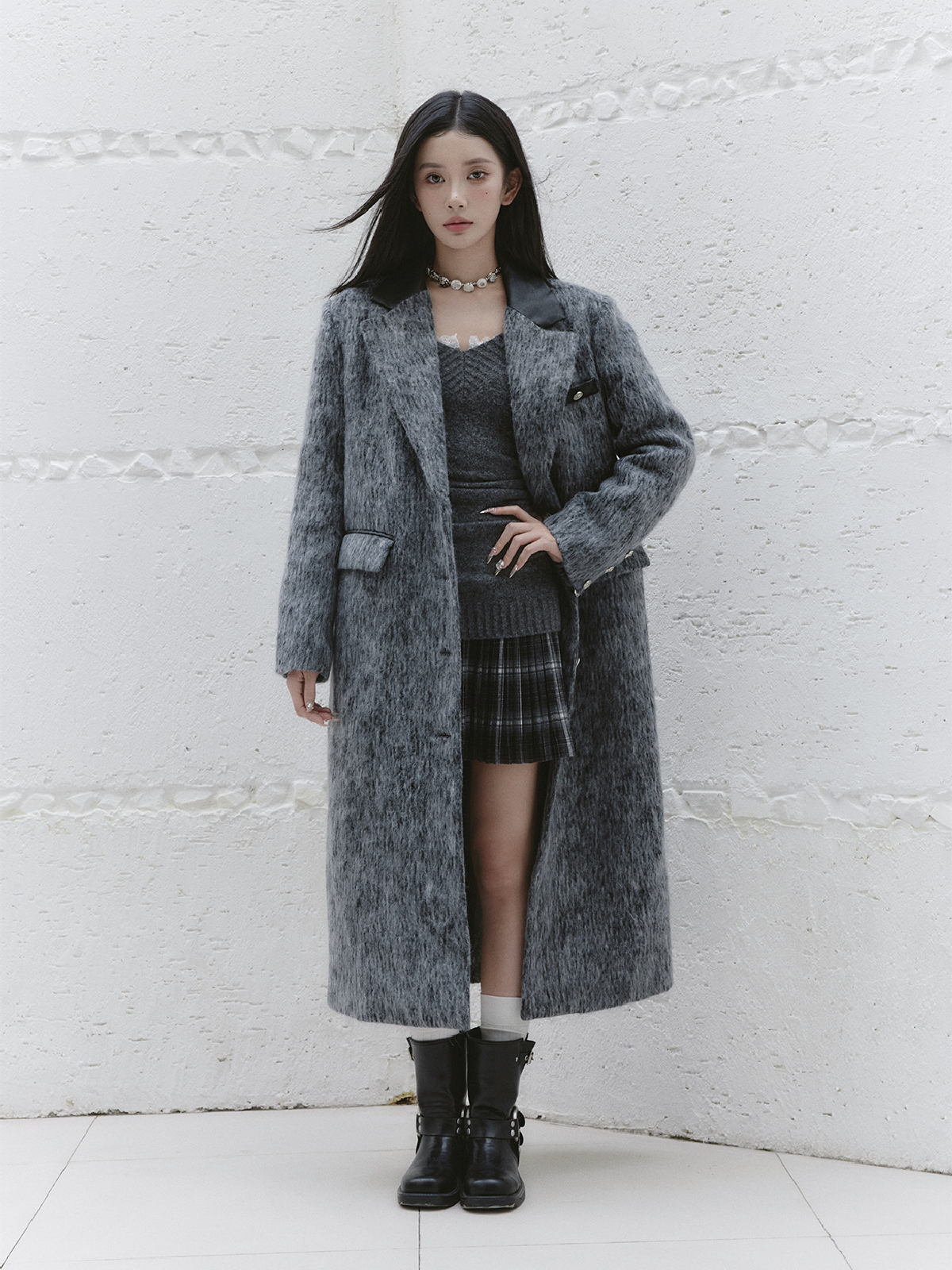 Korean Style High-End Long Wool Coat - Winter Fusion Woolen Jacket for Women