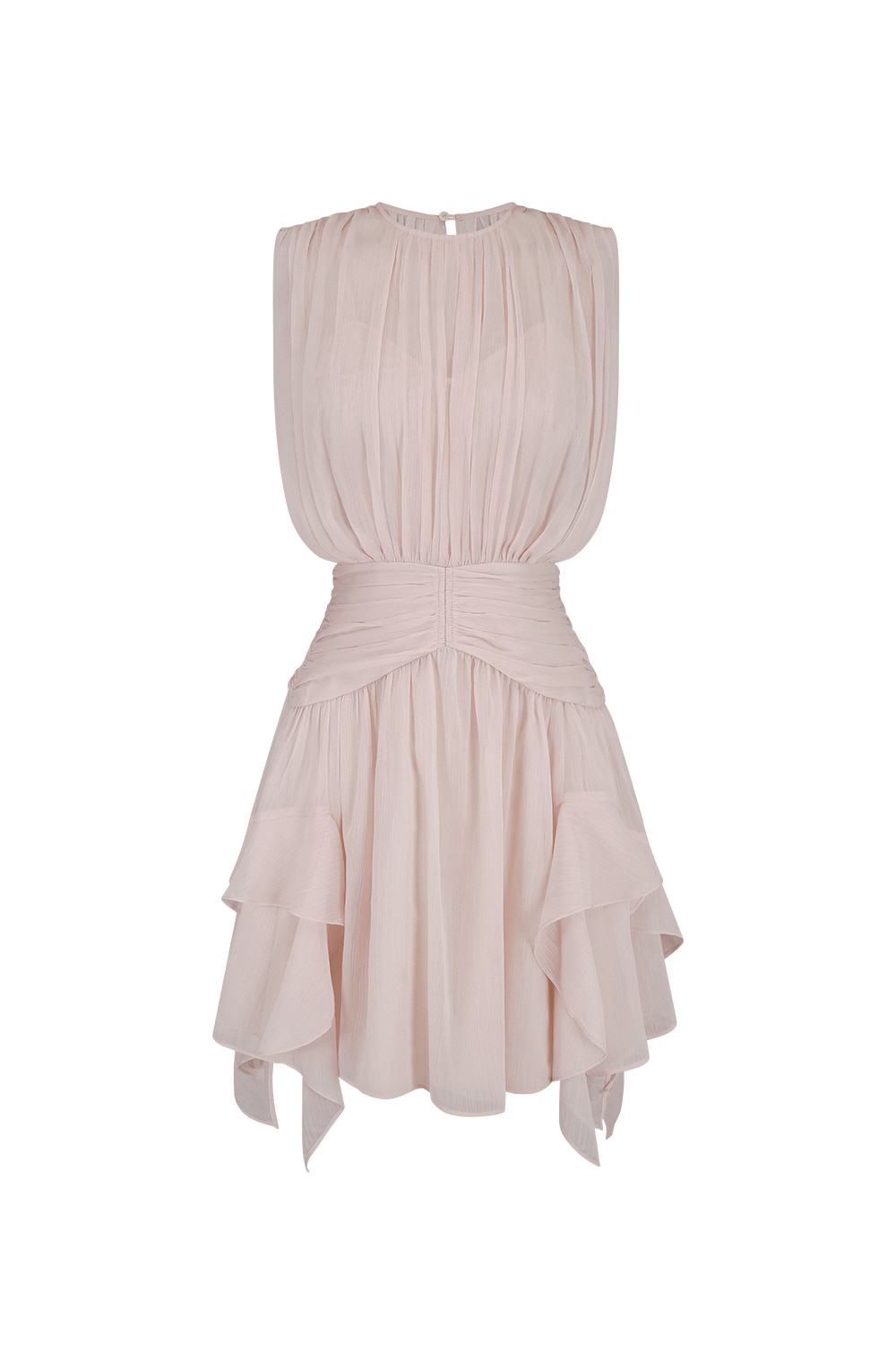 Korean Style Nude Pink Fairy Dress with Pleated Waist – Y2K Inspired Niche Design, Replica Fashion Statement Piece