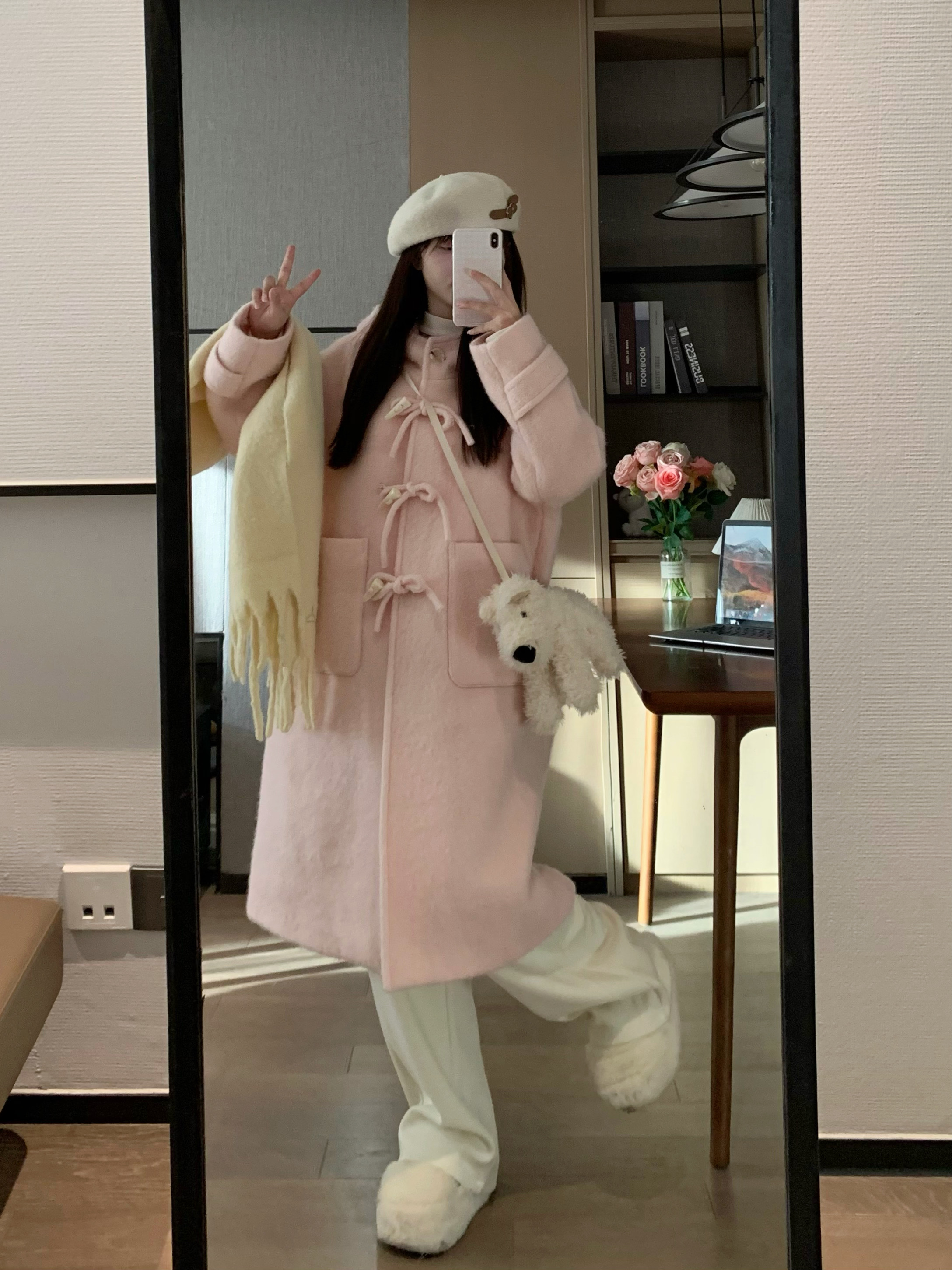 Korean Style Slim-Fit Mid-Length Woolen Coat for Women - Sweet Autumn-Winter Versatile Outerwear