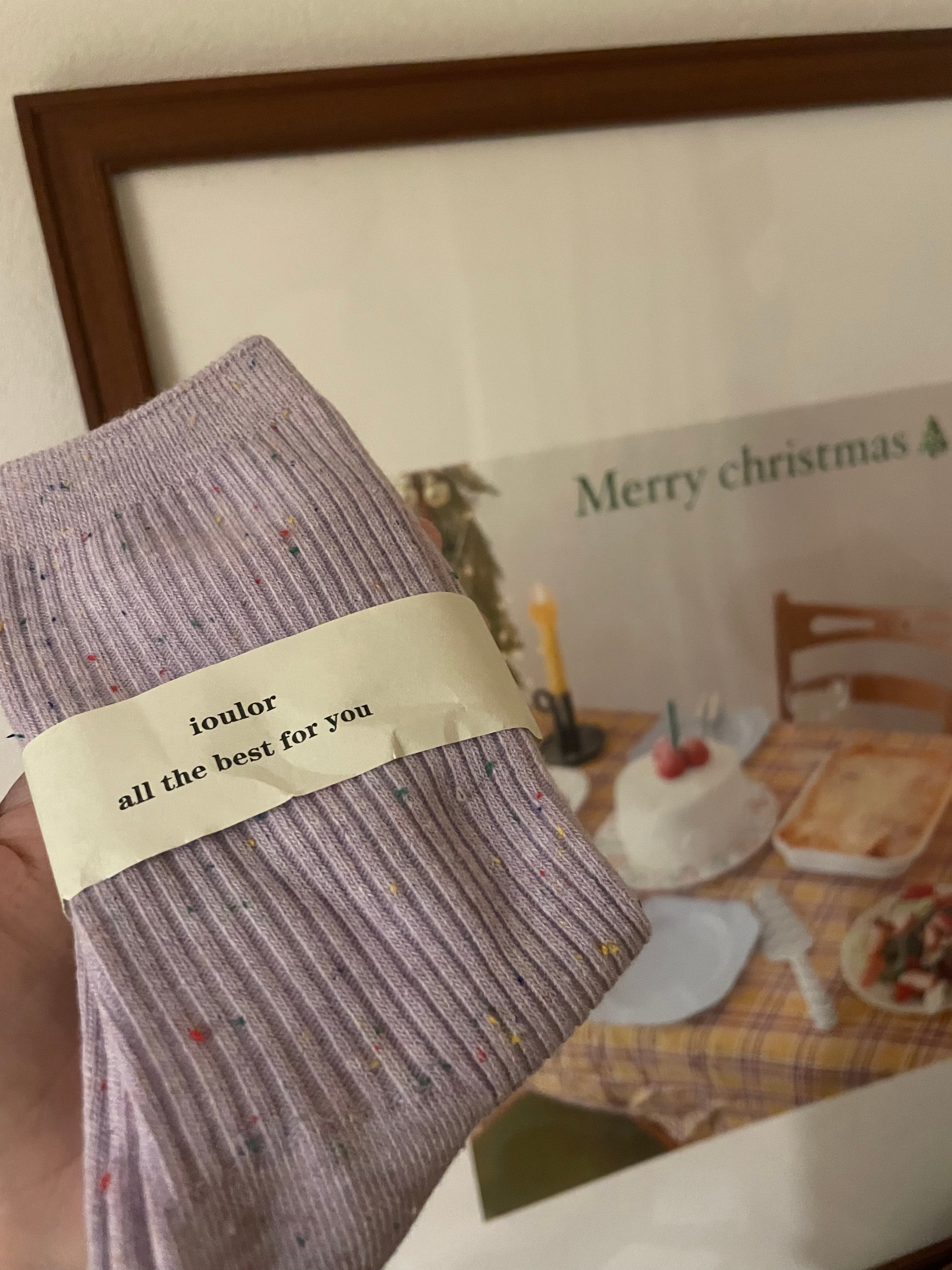Lavender Cake Crumb Short Socks - Soft Textured Drip Design for Cozy Style