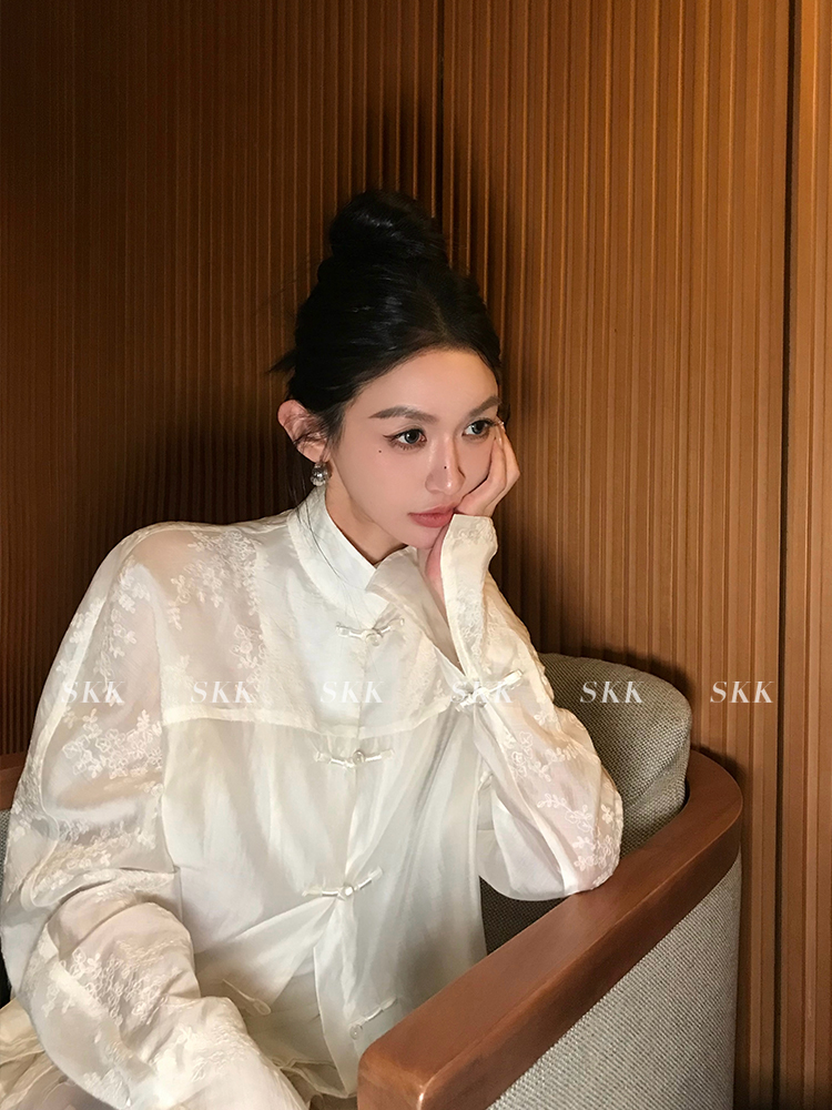 Lightweight Chinese Style Tencel Shirt and Lace Trim Skirt Set for Women - Elegant Old Money Aesthetic, Perfect for 90s and Y2K Fashion